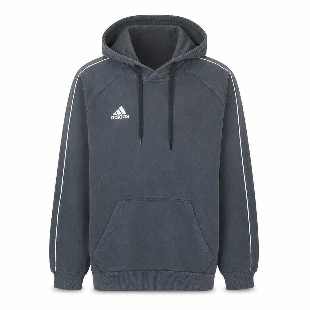 Front view of Adidas Men's Black Pullover Hoodie, size S, Fleece Sportswear
