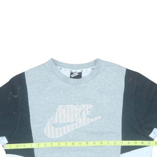 Nike Men's Grey Colourblock Crew Neck Sweatshirt Size S