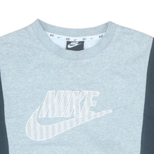 Nike Men's Grey Colourblock Crew Neck Sweatshirt Size S