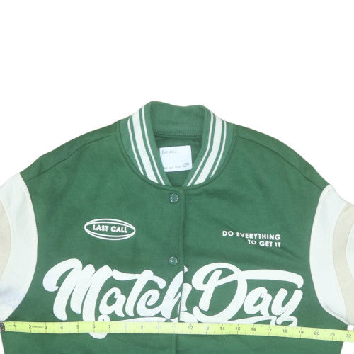 Bershka Women's Green Varsity Jacket Size S Casual Short Style