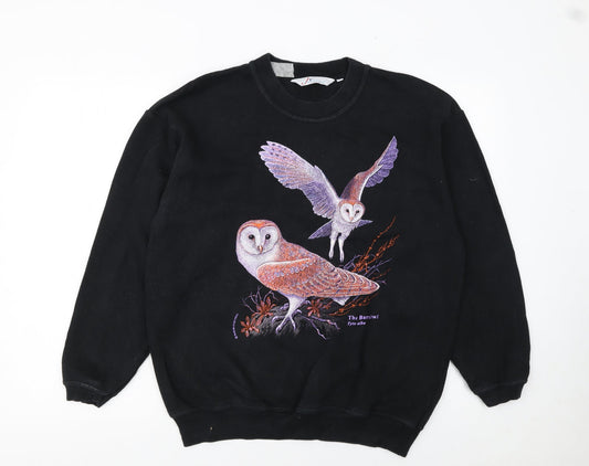 JT's Classic Women's Black Owl Print Pullover Sweatshirt M