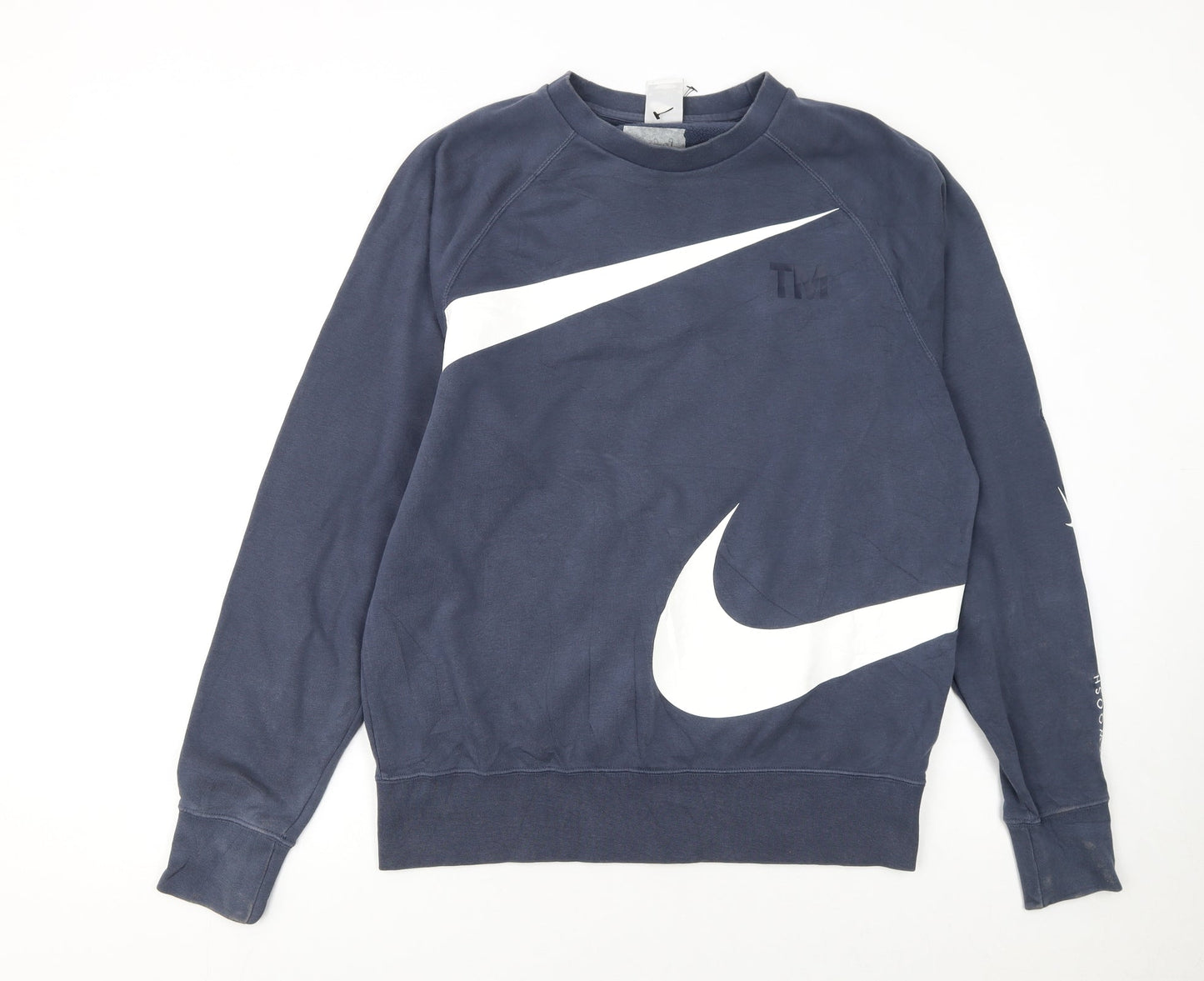 Nike Women's Blue Crew Neck Pullover Sweatshirt M Cotton Blend