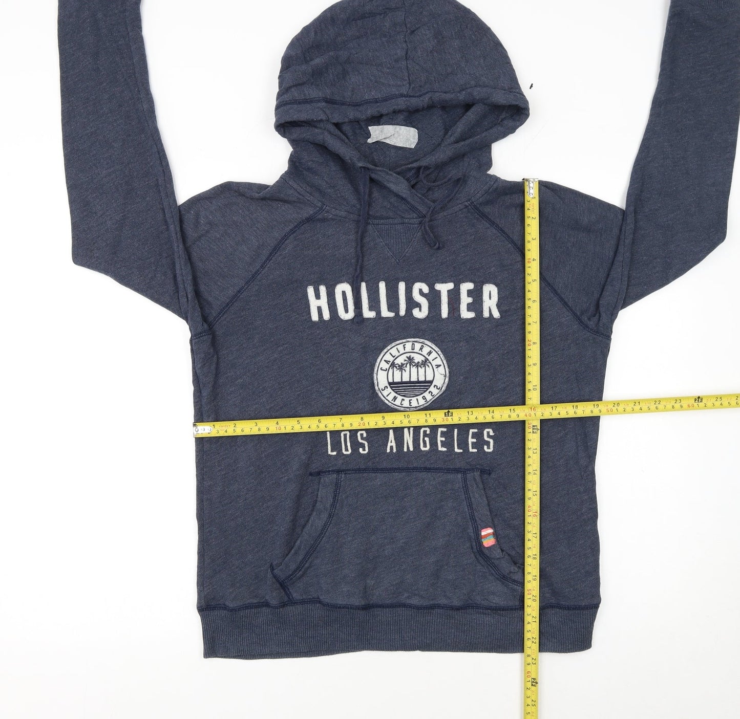 Hollister Women Blue Pullover Hoodie L Los Angeles Logo Cotton Blend