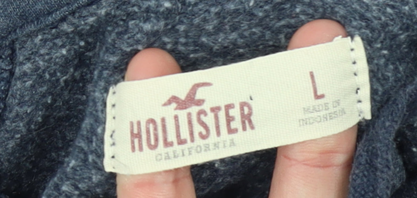 Hollister Women Blue Pullover Hoodie L Los Angeles Logo Cotton Blend