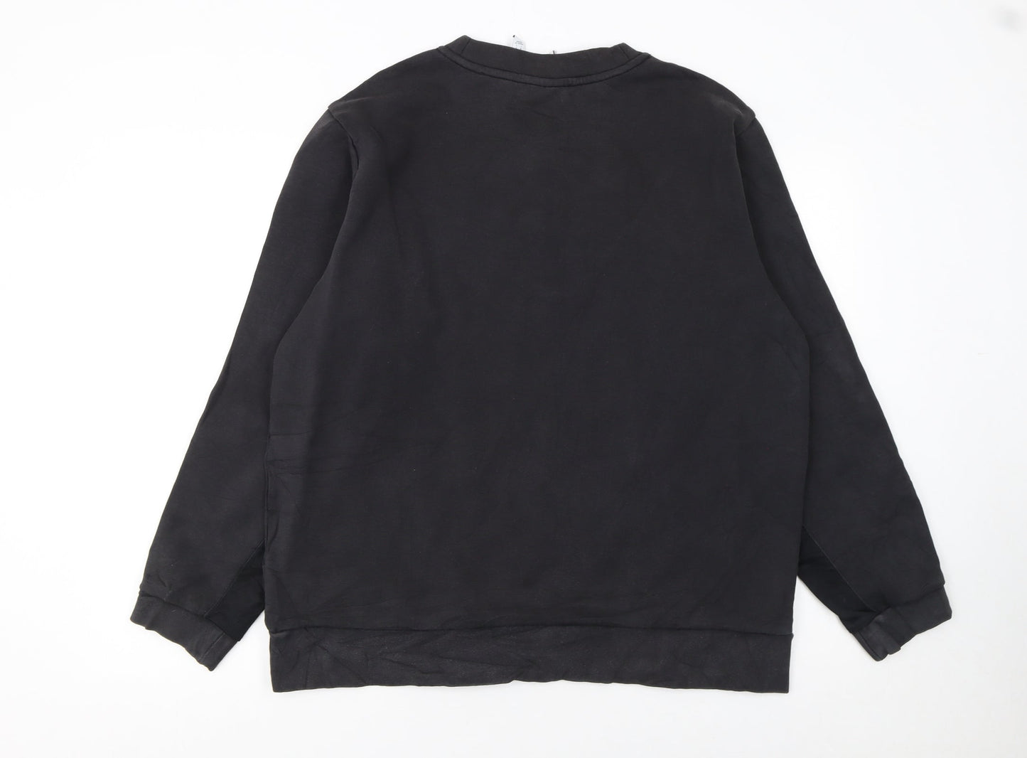 Adidas Men's Black L Crew Neck Pullover Sweatshirt with Stripes