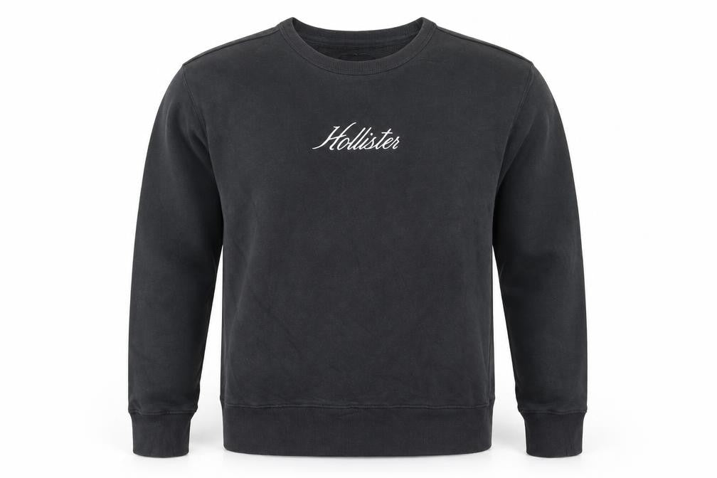 Hollister Men's Black Pullover Sweatshirt M Logo Crewneck