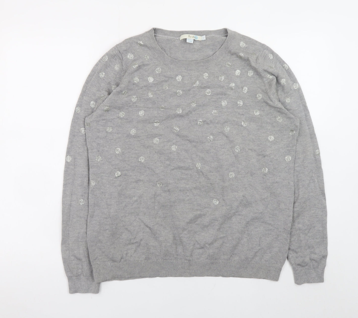 Boden Women's Grey Embroidered Polka Dot Knit Jumper Size L