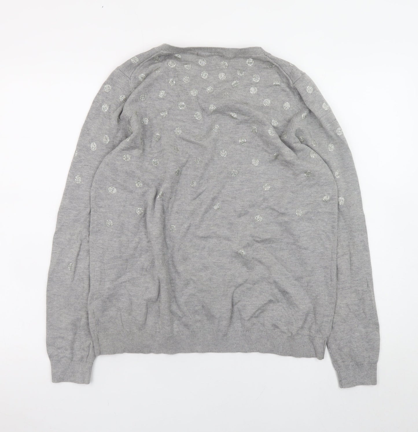 Boden Women's Grey Embroidered Polka Dot Knit Jumper Size L