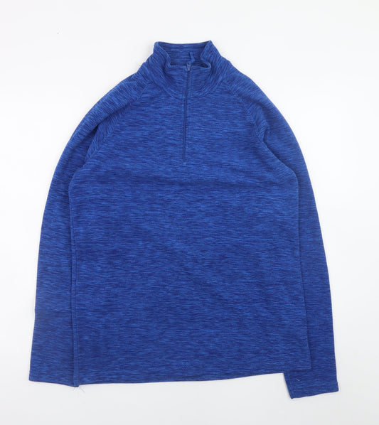 Mountain Warehouse Men's Blue 1/4 Zip Fleece Pullover Sweatshirt S