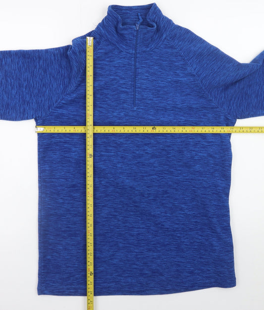 Mountain Warehouse Men's Blue 1/4 Zip Fleece Pullover Sweatshirt S