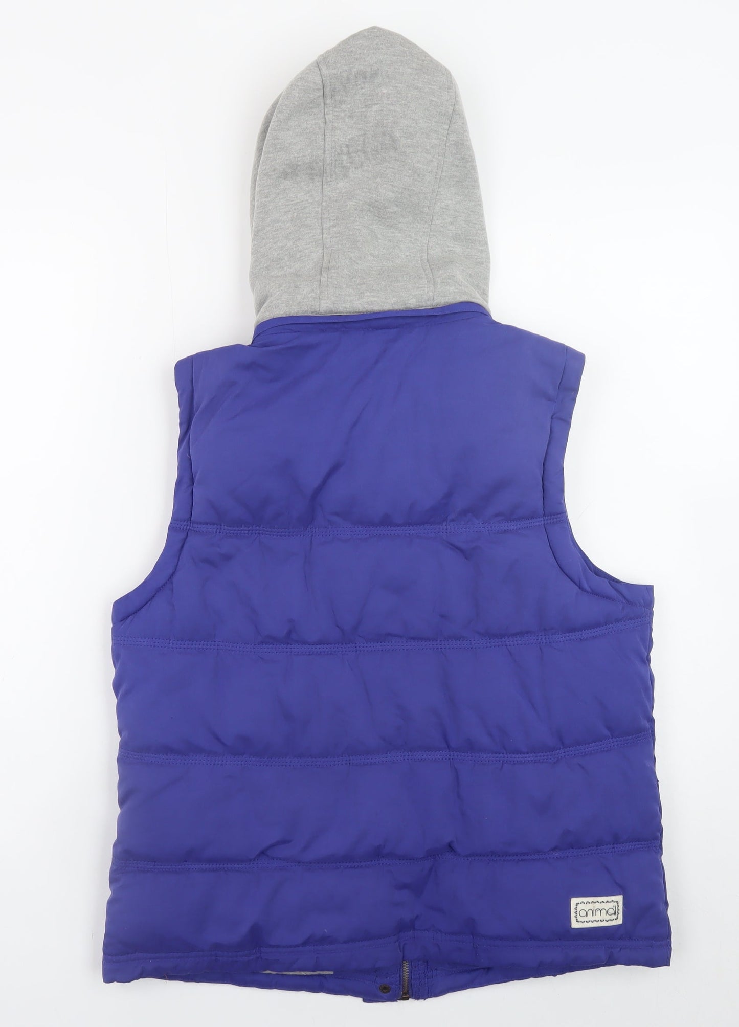 Animal Mens Blue Hooded Puffer Waistcoat L Regular Fit