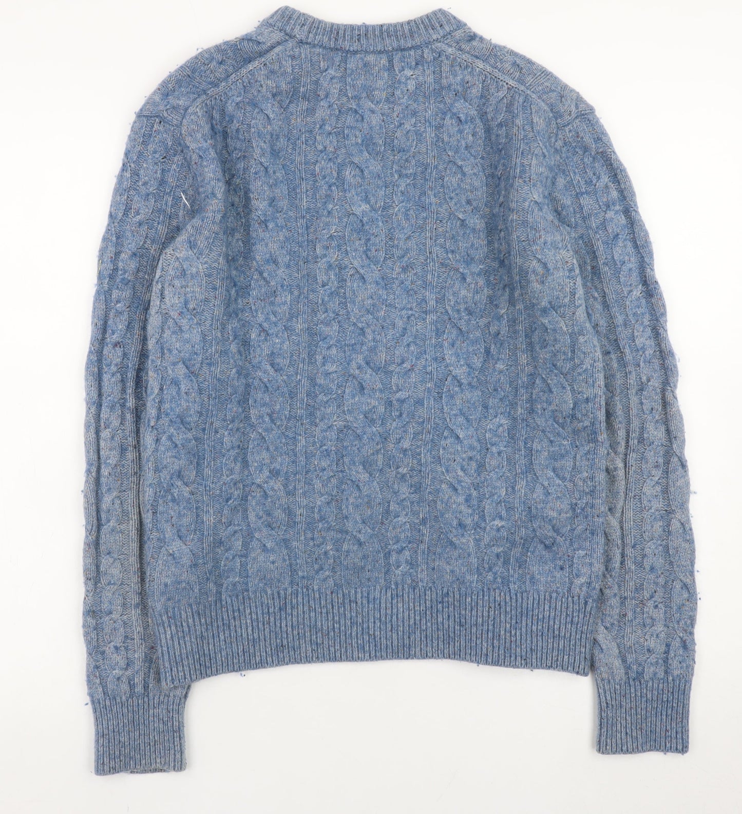 GAP Men's Blue Cable-Knit Wool Blend Crew Neck Jumper XS