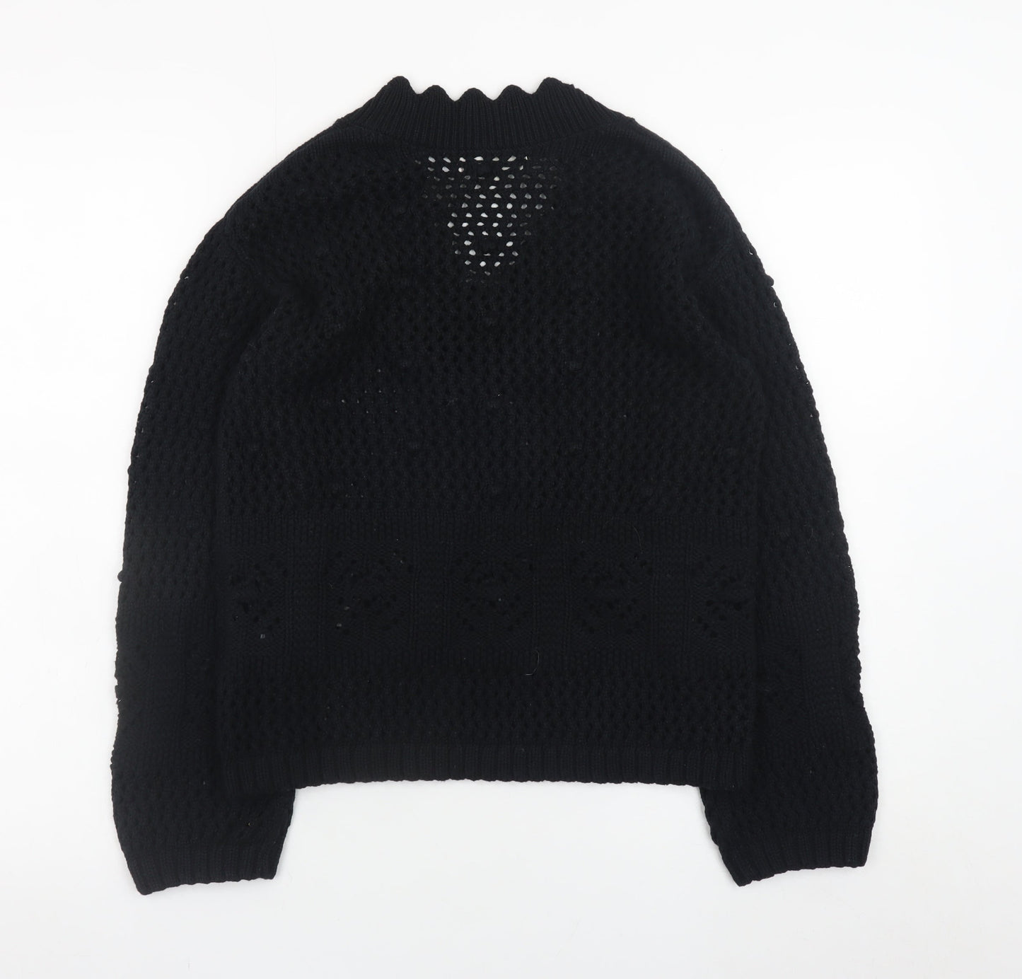Marks and Spencer Per Una Women's Black Cotton V-Neck Knit Jumper Size S