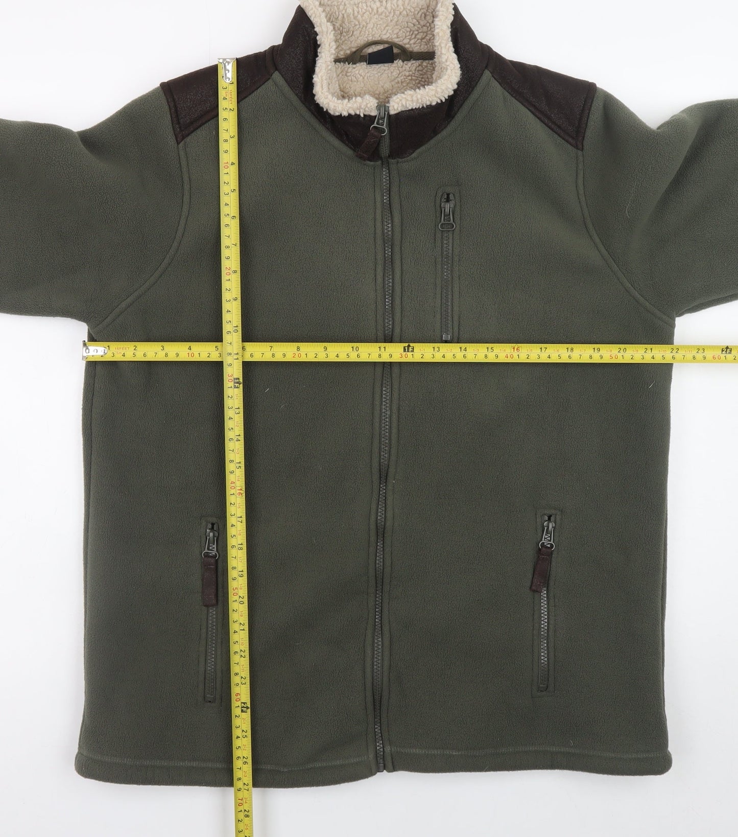 Cotton Traders Men's Green Fleece Lined Full Zip Jacket Size M