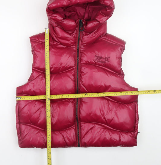Superdry Men's Red Puffer Hooded Waistcoat L 42in Outdoor Casual