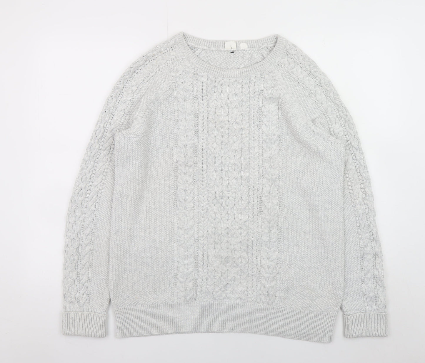 GAP Men’s Grey Cable-Knit Cotton Crew Neck Jumper XL