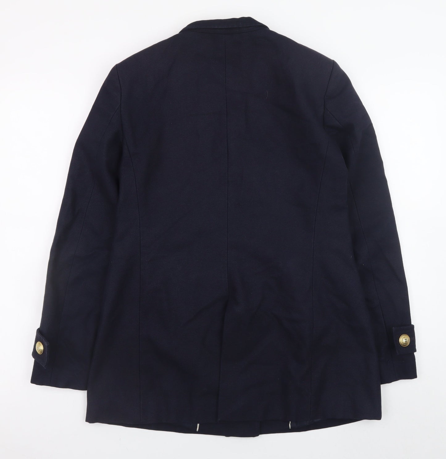 Zara Women's Blue Pea Coat Size 8 Double-Breasted Cotton Blend