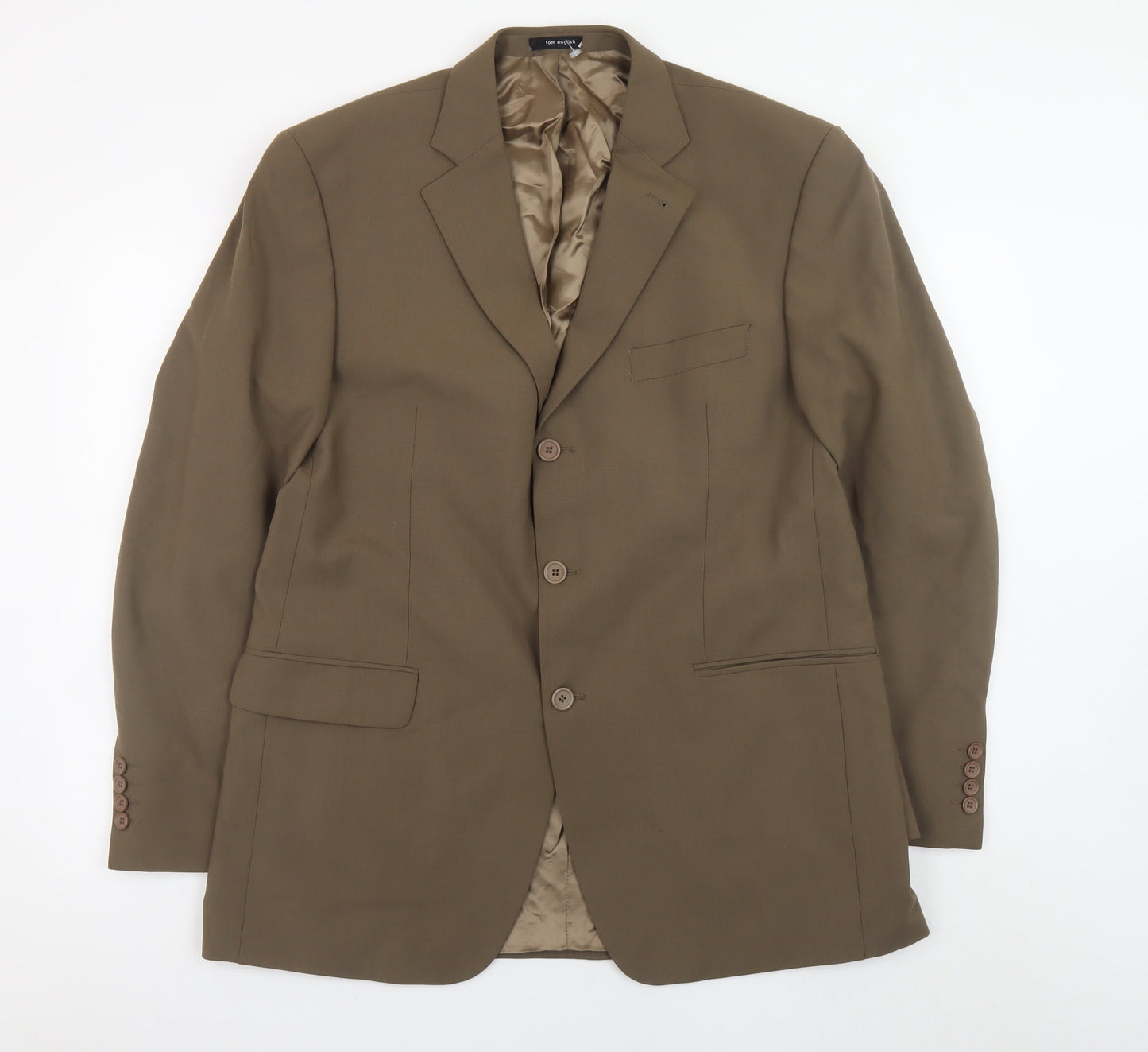 Tom English Men's Brown Wool Blend 42R Classic Blazer Jacket