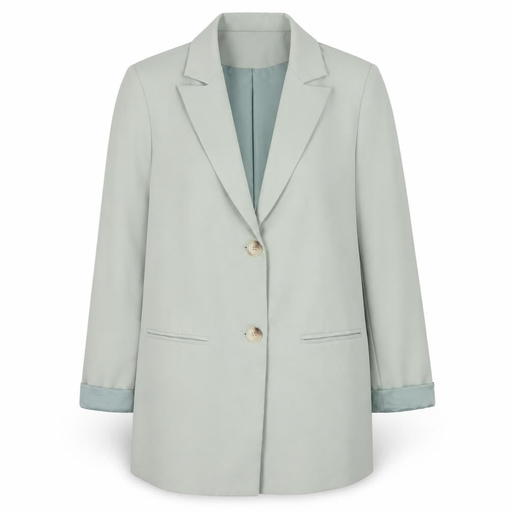 Front view of In The Style Women's Mint Green Blazer Jacket UK 14 Polyester Blend