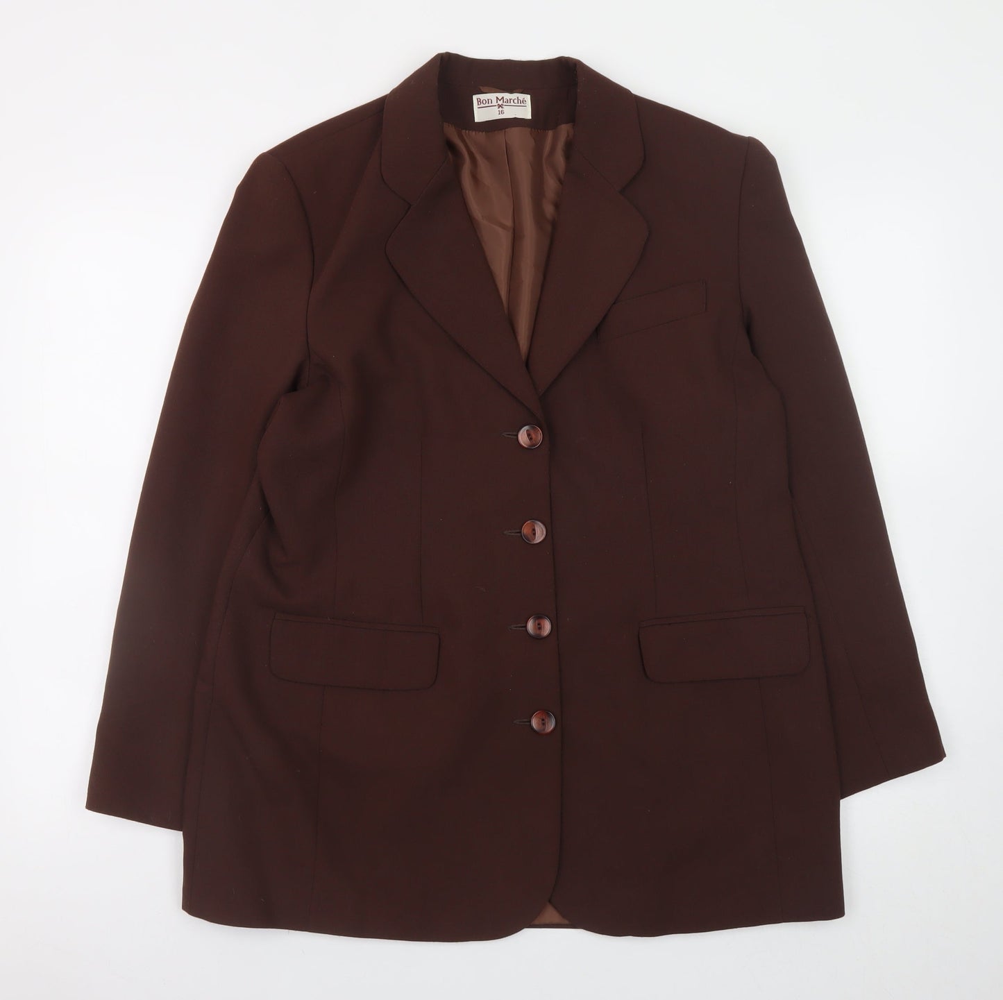 Bon Marché Women's Brown Size 16 Blazer Jacket Smart Workwear