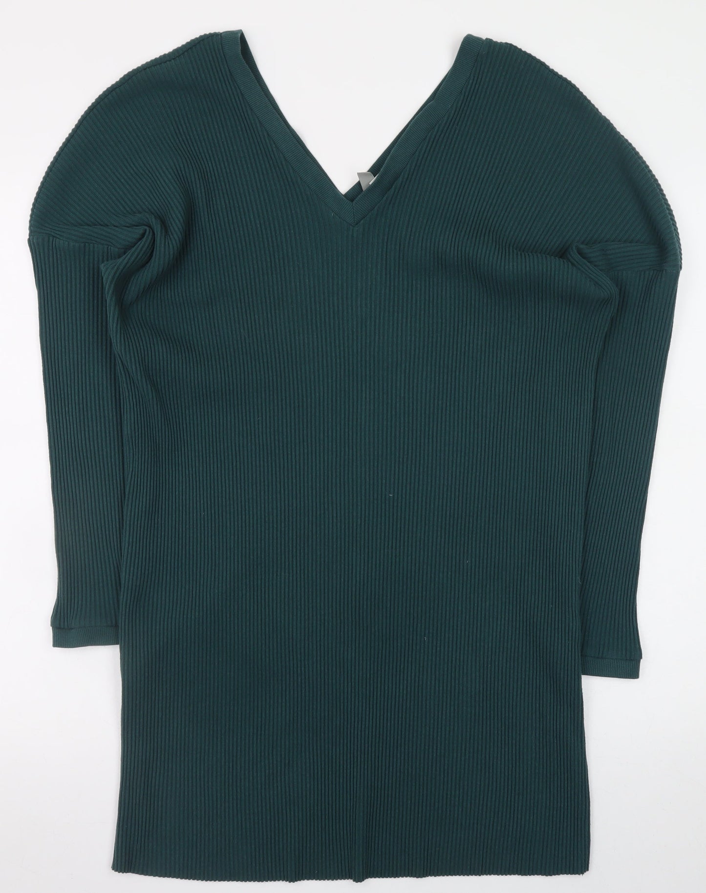 ASOS Women’s Green Size 12 V-Neck Ribbed Bodycon Knit Dress