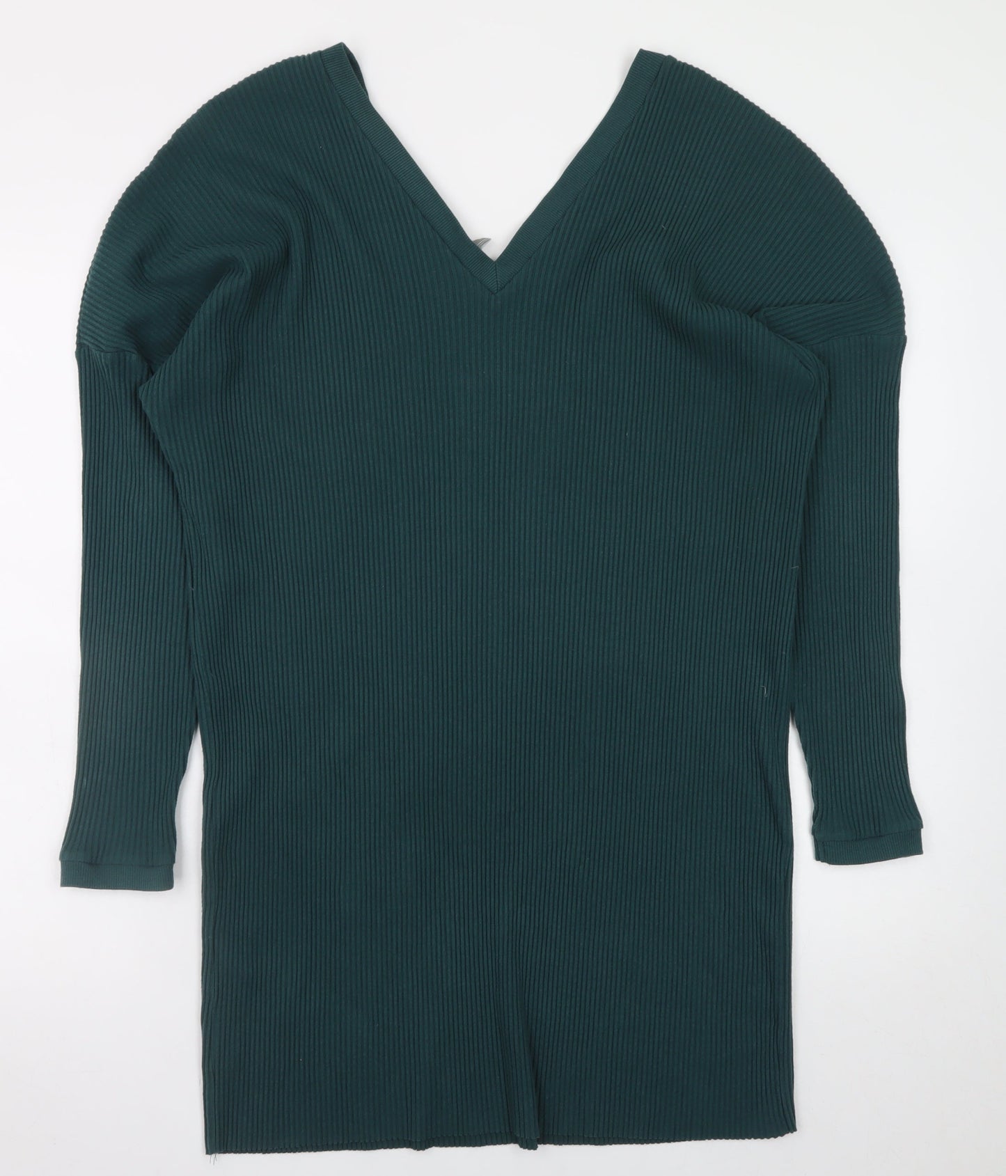 ASOS Women’s Green Size 12 V-Neck Ribbed Bodycon Knit Dress