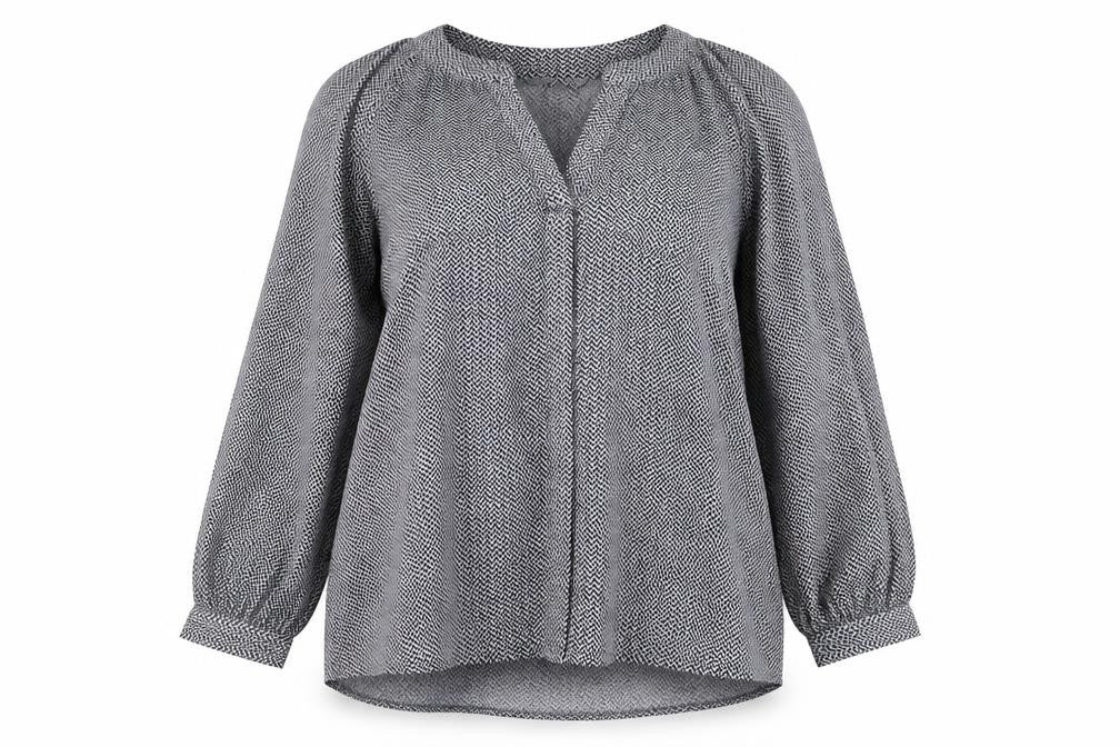 H&M Womens Black Geometric Tunic Blouse Size XS Long Sleeve
