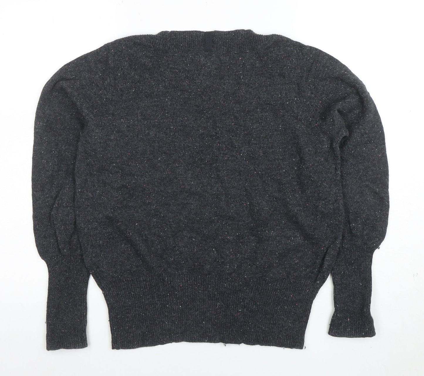 Per Una Womens Grey Wool Blend Button Shoulder Jumper Size 14