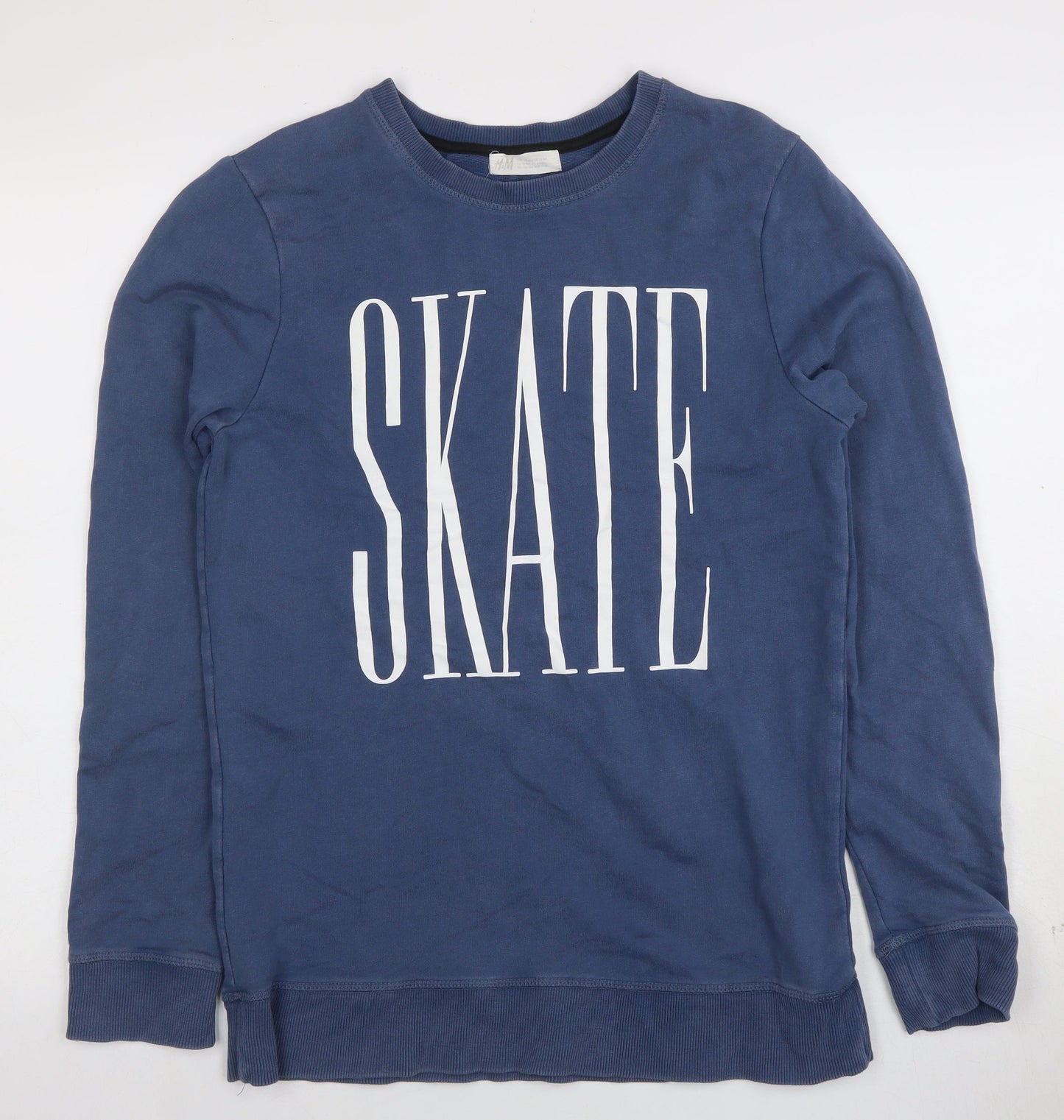 H&M Boys Blue Long Sleeve SKATE Sweatshirt Cotton Blend Size M