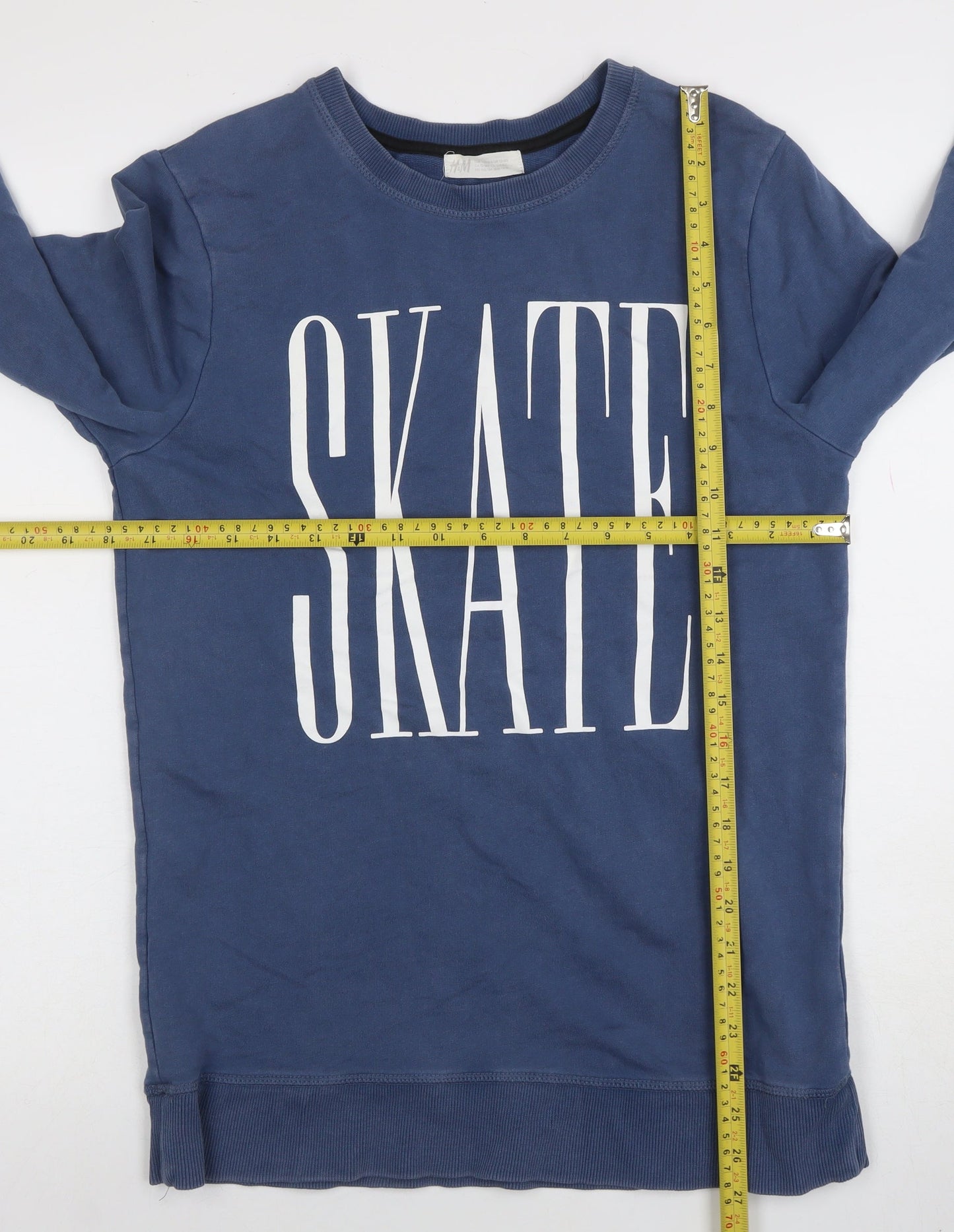 H&M Boys Blue Long Sleeve SKATE Sweatshirt Cotton Blend Size M