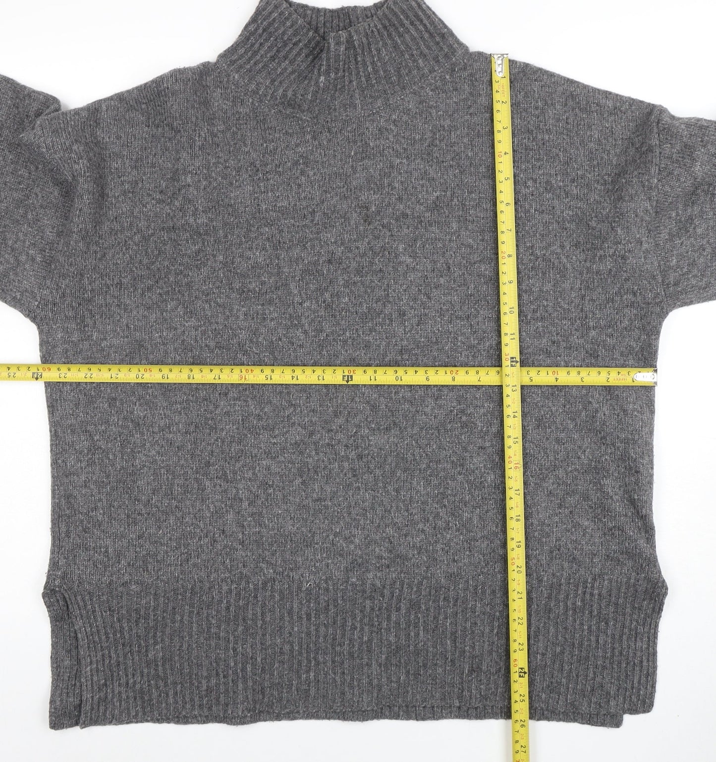 ASOS Womens Grey Mock Neck Wool Blend Relaxed Fit Jumper Size 14