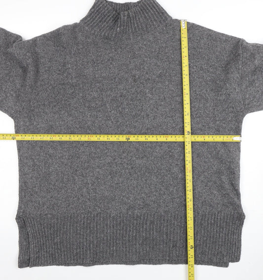 ASOS Womens Grey Mock Neck Wool Blend Relaxed Fit Jumper Size 14