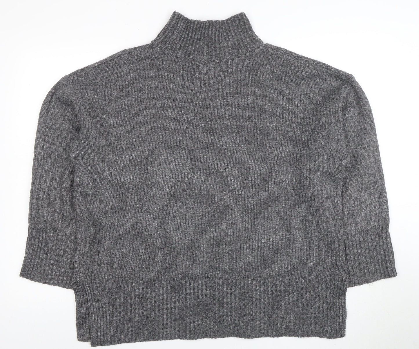 ASOS Womens Grey Mock Neck Wool Blend Relaxed Fit Jumper Size 14