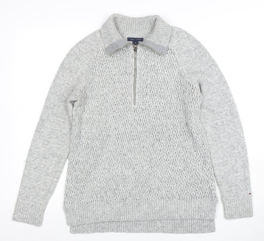 Tommy Hilfiger Men's Grey Half Zip Knit Jumper Size M