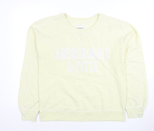 Abercrombie & Fitch Women's Beige Sweatshirt Small Cotton Blend Crew Neck