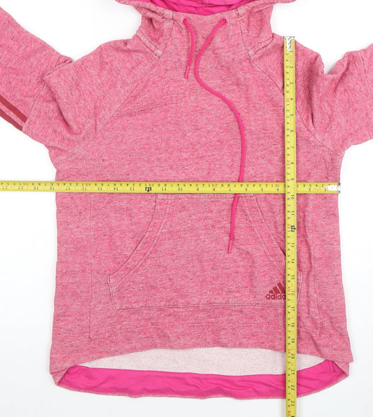 Adidas Womens Pink Pullover Hoodie Small Drawstring Kangaroo Pocket