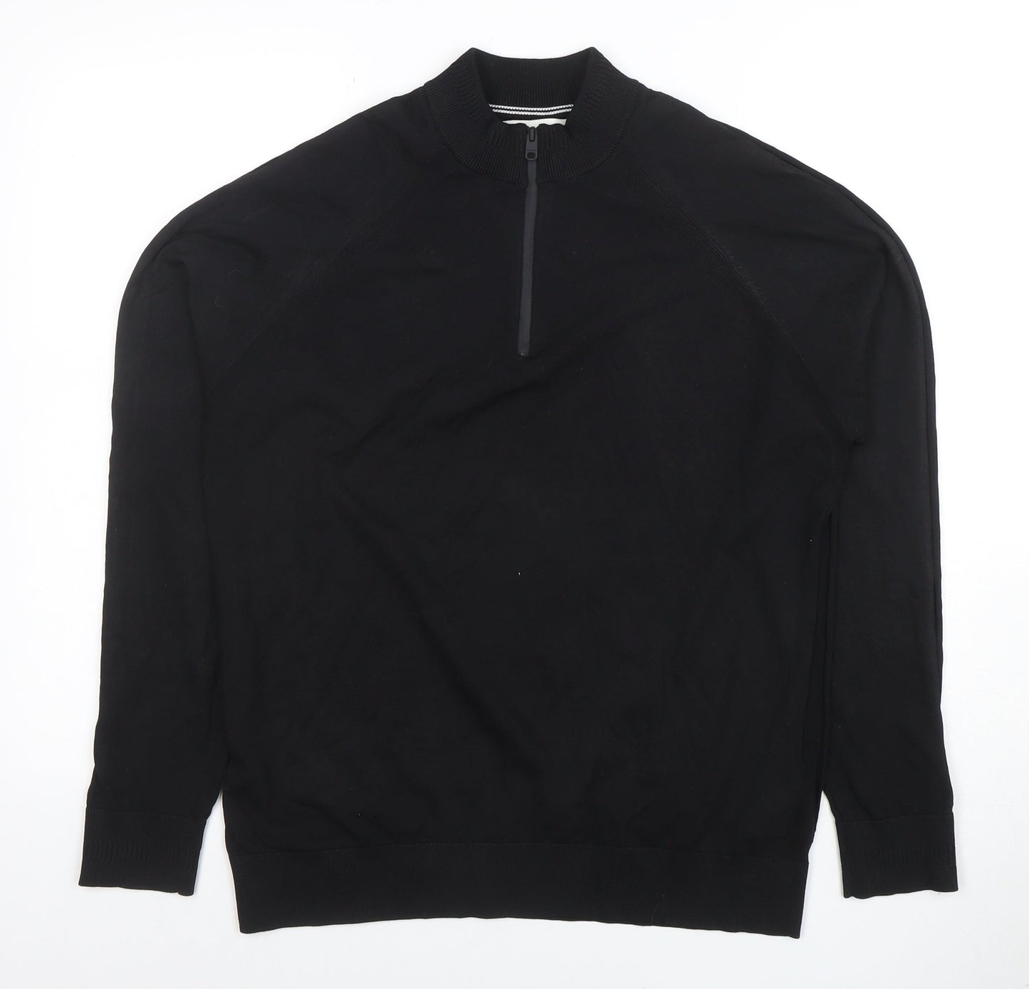 Marks and Spencer Men’s Black 1/2 Zip Knitted Sweatshirt Size L