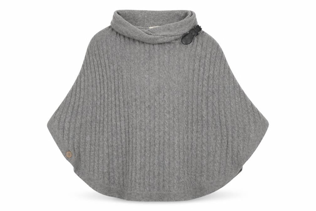 Cambridge Dry Goods Womens Grey Wool Cape Roll Neck Jumper S