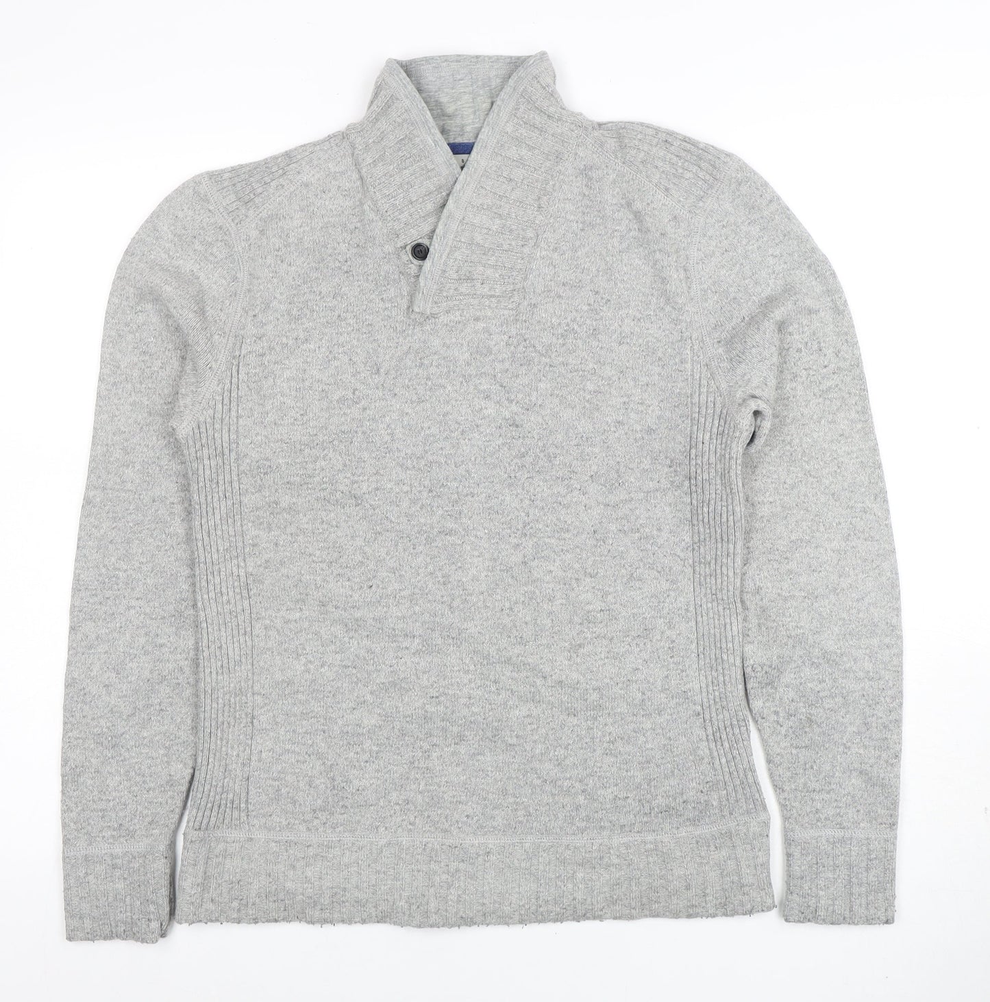 Ted Baker Men's Grey Wool Blend Collared Pullover Jumper M
