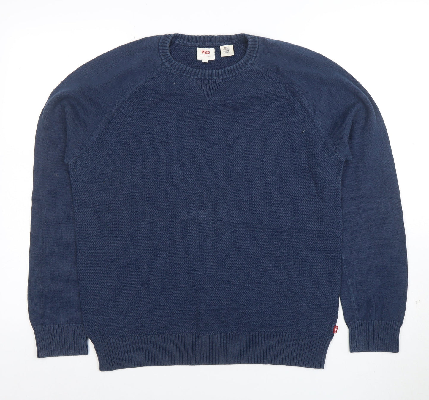 Levi's Men's Blue Cotton Knit Crew Neck Jumper Size M