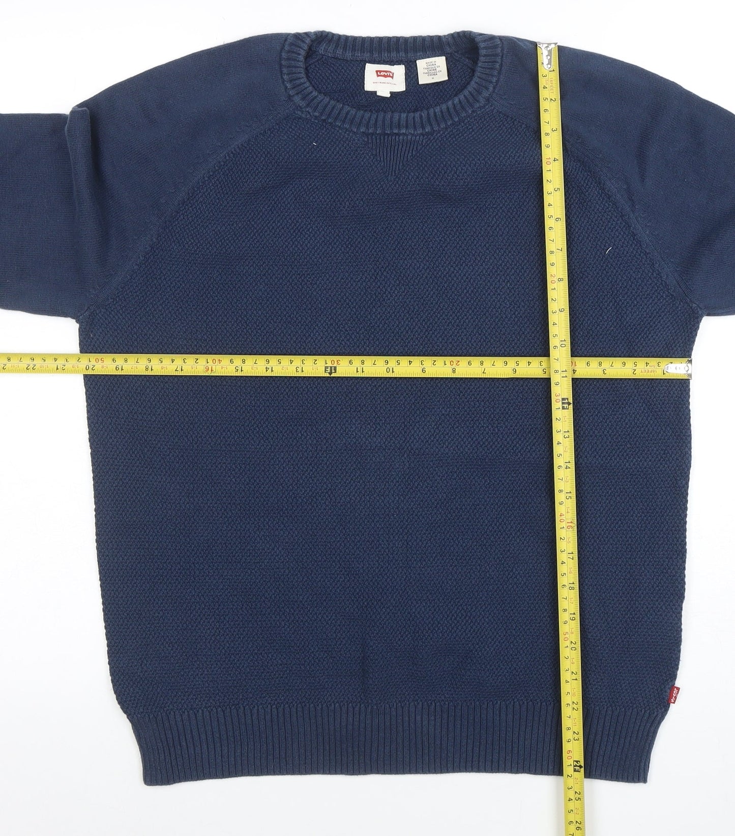 Levi's Men's Blue Cotton Knit Crew Neck Jumper Size M