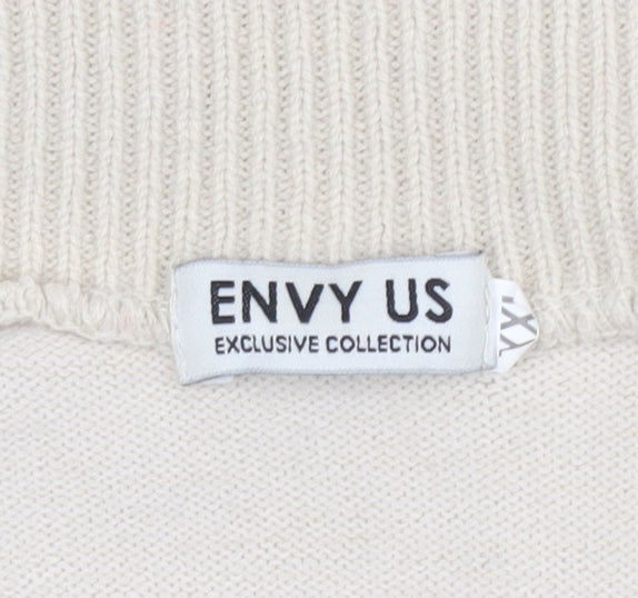 Envy Us Women Beige 2XL Open Front Cardigan Knit Jumper