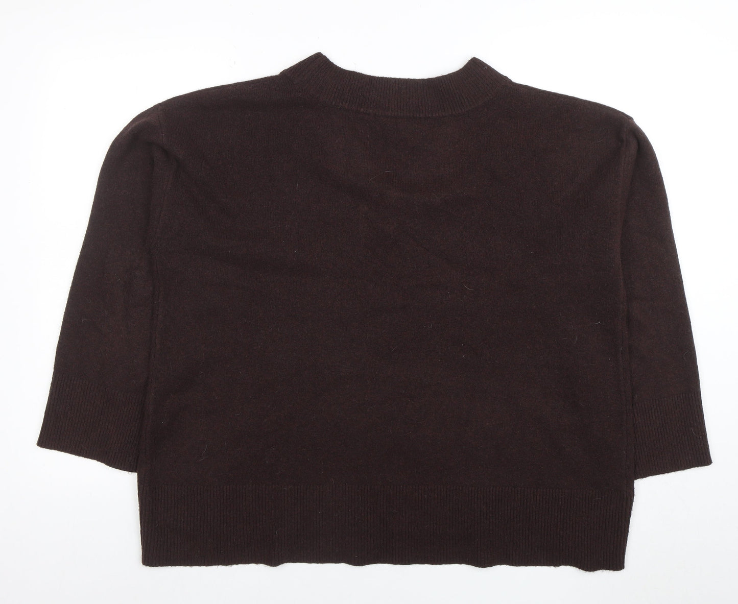 River Island Women Brown V-Neck Wool Blend Pullover Jumper Size L