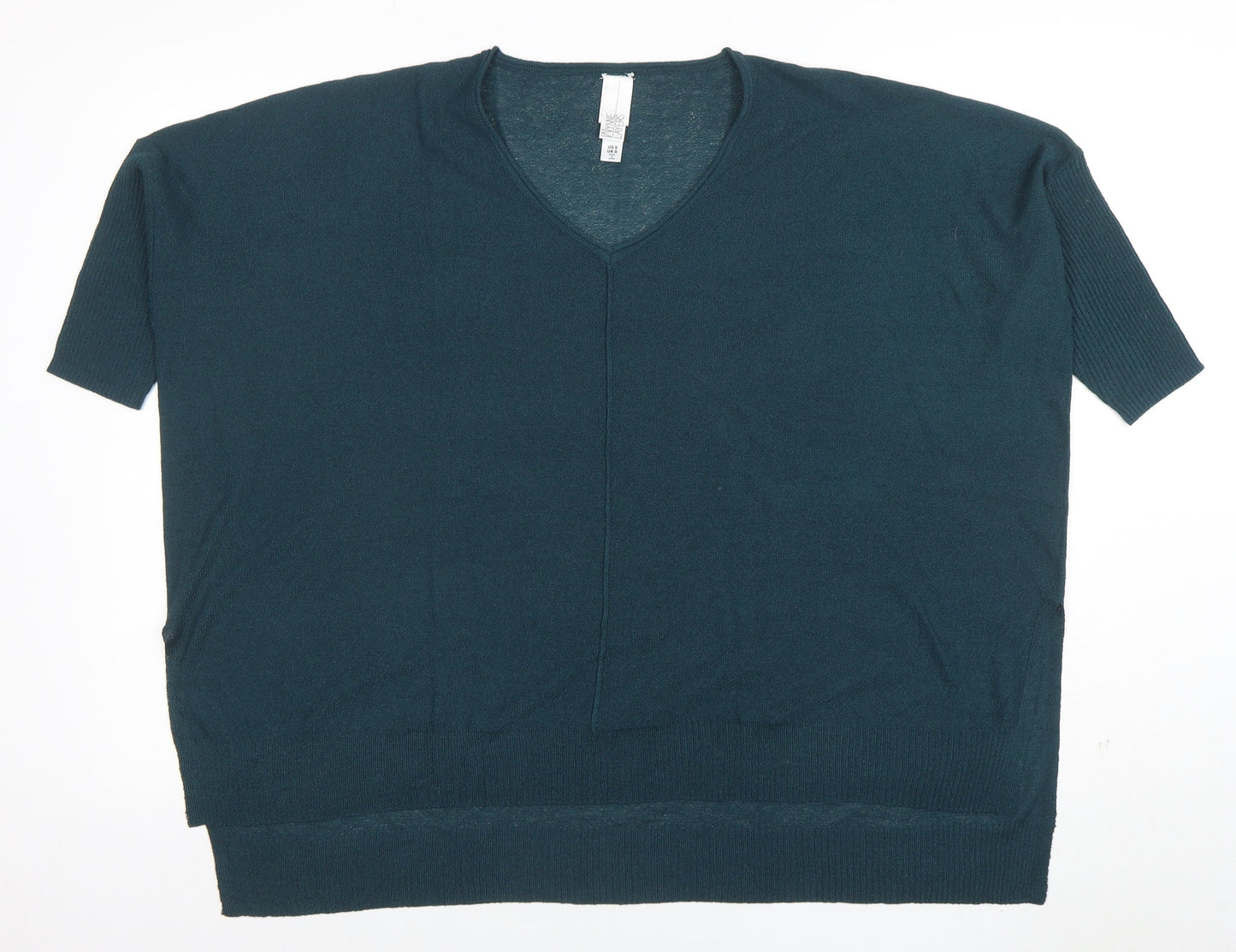 Wynne Layers Women's Green V-Neck Knit Short Sleeve Blouse Size S