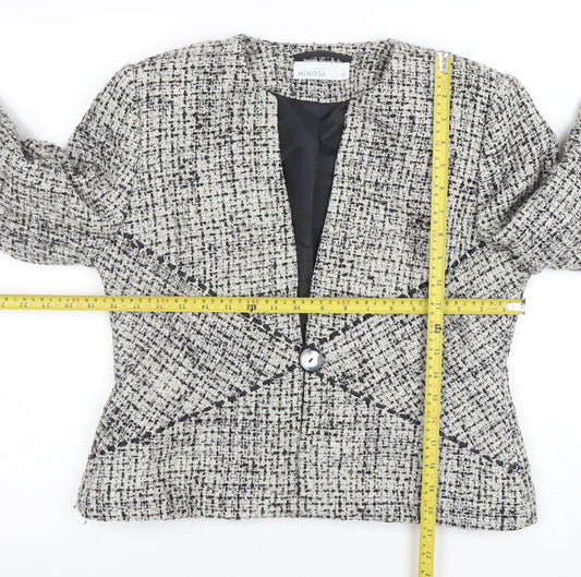 Minosa Petite Women’s Grey Bouclé Wool Blend Blazer Jacket Size 14