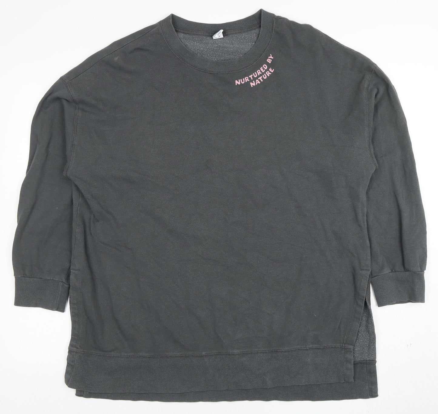 Old Navy Women's Grey Graphic Pullover Sweatshirt Size L Cotton Blend