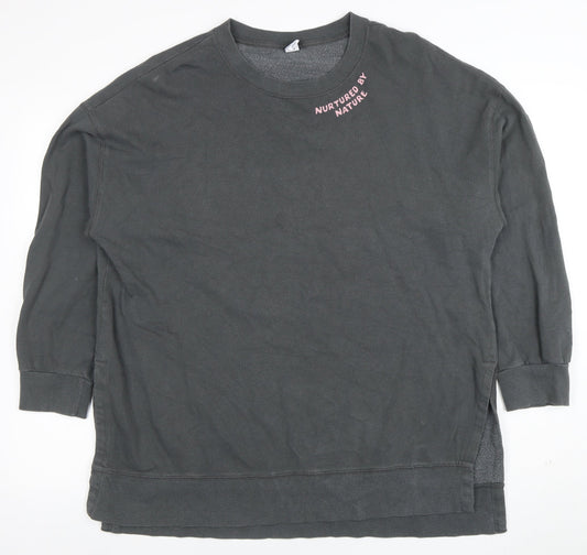 Old Navy Women's Grey Graphic Pullover Sweatshirt Size L Cotton Blend
