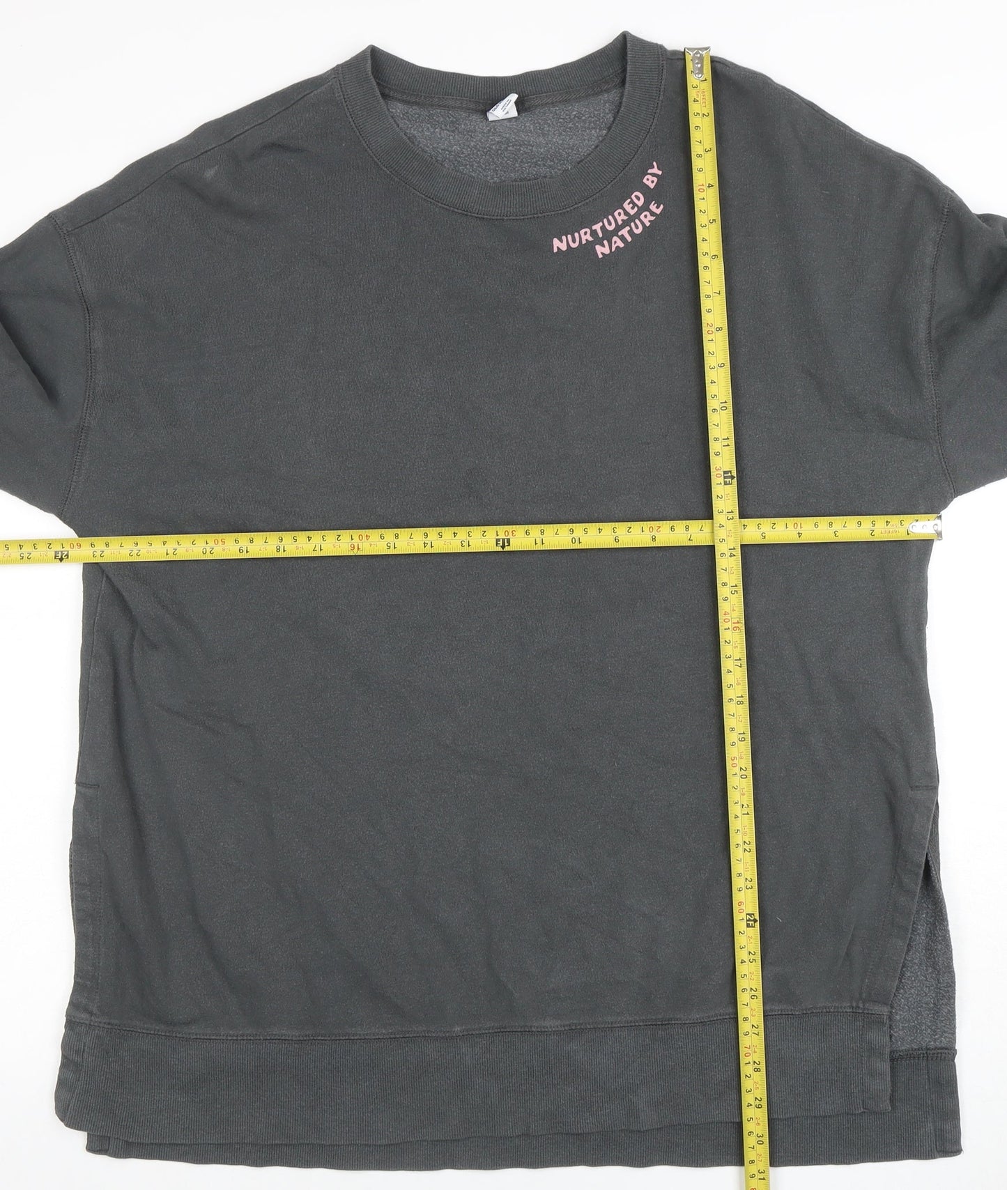 Old Navy Women's Grey Graphic Pullover Sweatshirt Size L Cotton Blend