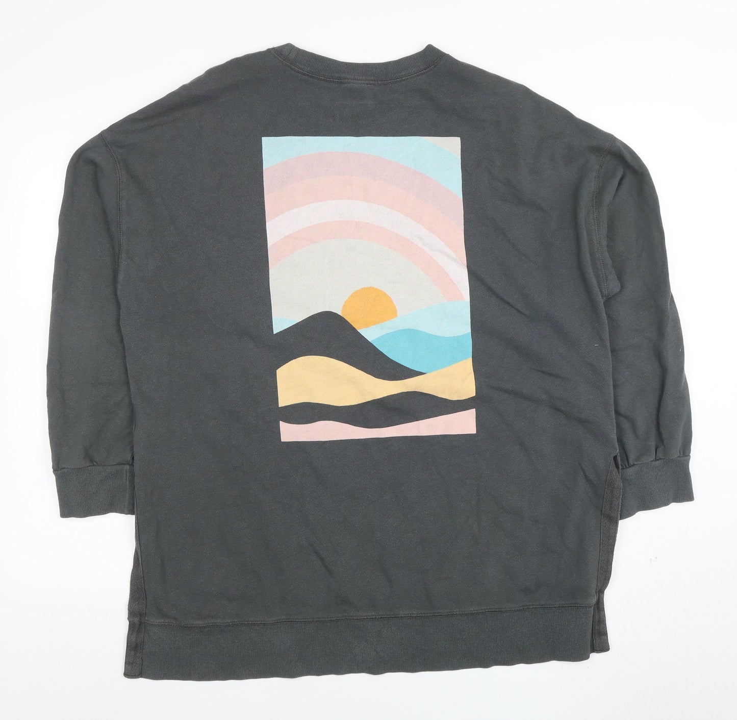 Old Navy Women's Grey Graphic Pullover Sweatshirt Size L Cotton Blend