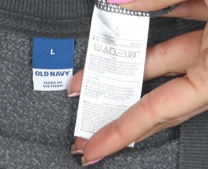 Old Navy Women's Grey Graphic Pullover Sweatshirt Size L Cotton Blend